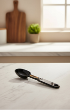 Black digital measuring spoon on a white background